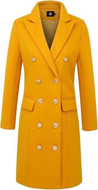 Womens Double Breasted Midi Peacoat Trench