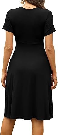 5144HQBuo6L._AC_SY445_.jpg Women Short Sleeve Casual Dresses VNeck Floral Party Dress with Pockets