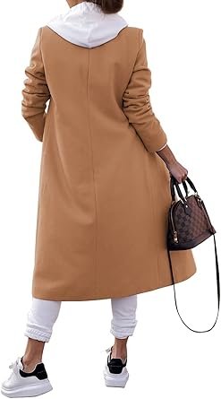 51uTy6FKPL._AC_SY445_.jpg Women Double Breasted Pea Notched Lapel Collar Blend Long