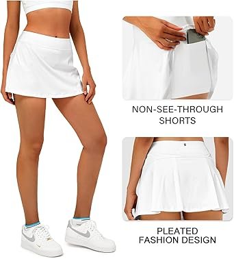 616MAuJPQnL._AC_SX342_.jpg Women Tennis Skirt Golf Skorts Athletic High Waisted with Pockets Inner Shorts Sport Workout Pleated Pickleball