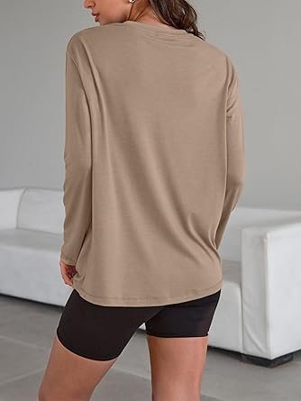 Womens Oversized Long Sleeve T Shirts 2025 Basic Crewneck Tee Fall Tops Casual Workout Y2K Clothes