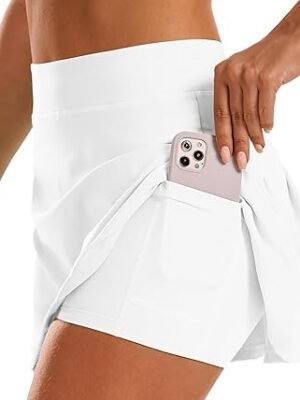 Women Tennis Skirt Golf Skorts Athletic High Waisted with Pockets Inner Shorts Sport Workout Pleated Pickleball