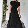 712RWE6X72L._AC_SY445_.jpg Women Dress Wrap Short Sleeve V Neck Ruffle ALine Flowy Wedding Guest Long Dresses