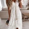 Women Dresses Sleeveless Lace Casual Tassel Beach Spaghetti Straps Flowy Maxi Sun Dress
