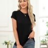 Womens Short Sleeve Tops T Shirts Round Neck Causal Fashion Basic Tee