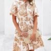 81EyUP85BRL._AC_SX342_.jpg Women Short Dresses V Neck Short Sleeve Tiered Ruffle Boho Swing Dress ALine Mini Dresses