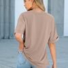 Women Oversized T Shirts Short Sleeve Casual Loose Top Basic Tee with Pocket