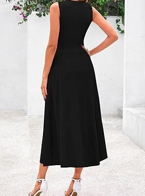 Casual Dresses for Business Work Midi Sleeveless A Line Pleated Cocktail Dress