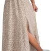 Women Boho Floral Slit Maxi Skirt Split Thigh High Waisted Long Sexy Skirt