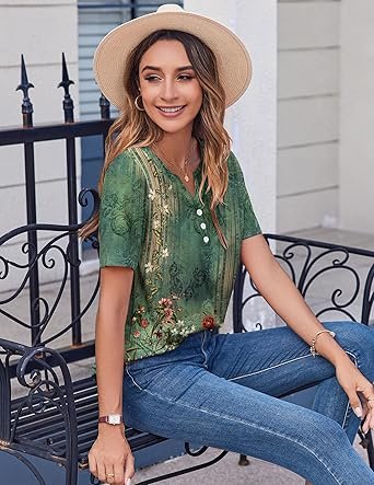 Womens Tops Casual Short Sleeve V Neck Shirts Business Dressy Work Blouses