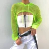 H15defbc5e10c4b05a73ebed2b50846f9l.webp Hot Women t shirt Casual Vest Bra Cover Fish Net Hollow out Drawstring Micro Length Hoodie Crop Tanks Top Oversize Women t shirt