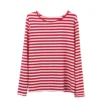 H3f77fc70668546fea54b0451fb43fe21A.webp Dourbesty Women Red White Striped Long Sleeve T-Shirts Loose Casual Shirt Female Basic O-Neck Tops Tee Autumn Pullovers New