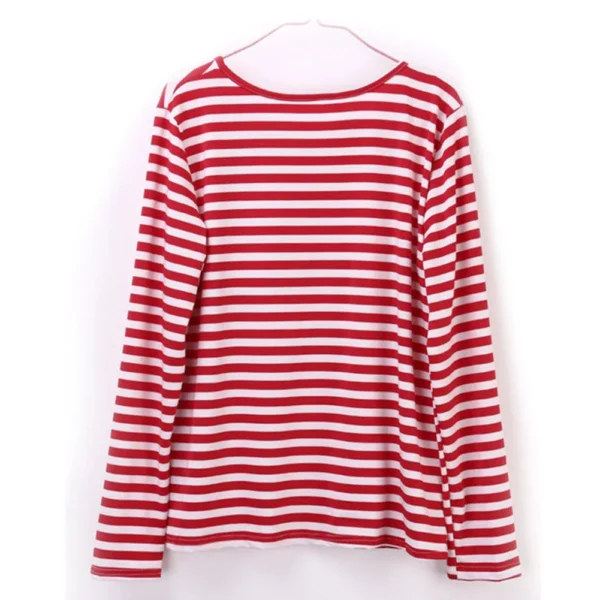 H74a7309348c24237bbf278de0e699947w.webp Dourbesty Women Red White Striped Long Sleeve T-Shirts Loose Casual Shirt Female Basic O-Neck Tops Tee Autumn Pullovers New