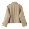 Willshela Women Fashion Khaki Double Breasted Short Trench Jacket Vintage Notched Neck Long Sleeve Female Chic Lady Coat Outfits