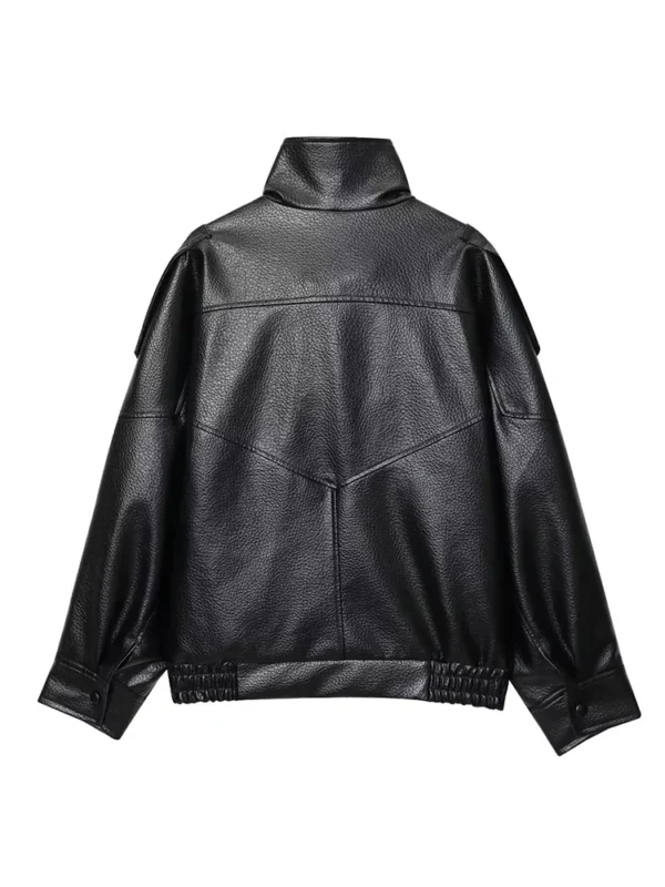 S09f9dba170074dfb9d94c4fa39418f79C.webp Women Fashion Leather Jacket Autumn Winter Loose Causal PU Faux Leather Jackets Coat Fashion Street Motorcycle Jackets