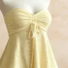 S0a99699ed6274cda8f6511660e3e0f78g.webp Women Yellow Eyelet Lace Tube Top Casual Ruched Tie Front Peplum Strapless Camisole