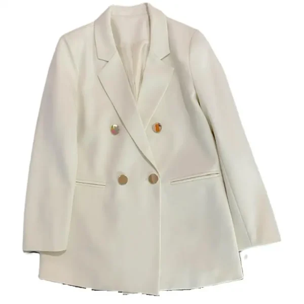 S0b43ea363f8f4c598b96125b5a17a8137.webp Spring Autumn Commute Stylish Slimming Ladies' Blazer 2025 White College Style Fashionable Business Coat Pure Color Regular Fit