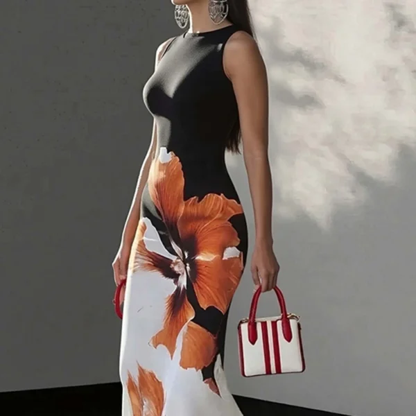 2026 Spring new women's clothing European and American cross-border dresses Fashionable and elegant slim-fit waist-cinching print
