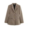 S0c643960eabd4fd3ac34a66f0f1364a31.webp Women Summer Slim Blazers Suit Coats 2025 Casual Plaid Belt Single Breasted Female Elegant Street Blazer Outerwear Clothing