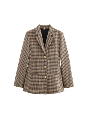 S0c643960eabd4fd3ac34a66f0f1364a31.webp Women Summer Slim Blazers Suit Coats 2025 Casual Plaid Belt Single Breasted Female Elegant Street Blazer Outerwear Clothing