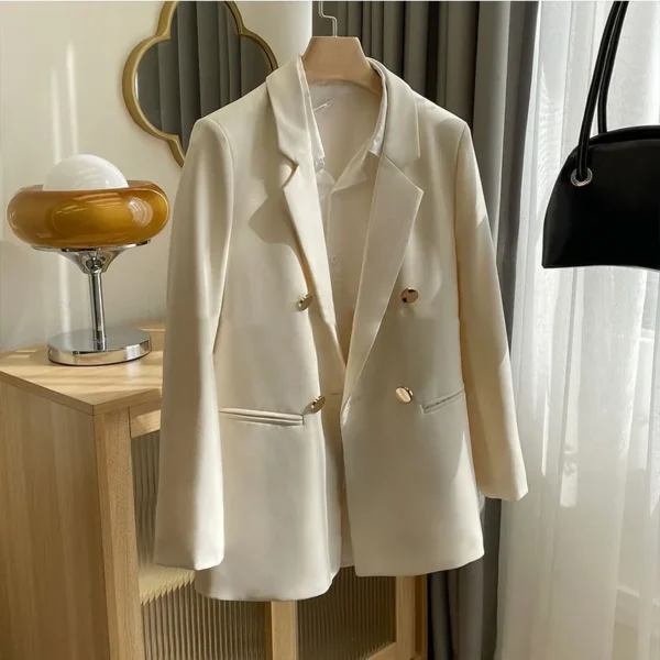 S1088c622936a4a24836ce206731cc830l.webp Spring Autumn Commute Stylish Slimming Ladies' Blazer 2025 White College Style Fashionable Business Coat Pure Color Regular Fit