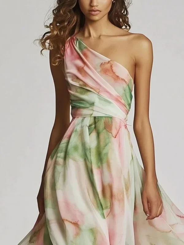 S1ca6211aadc64b5e9b8b529b2e2ccbd0D.webp Elegant Women's Dress Sexy One-Shoulder Tie-Dye Party Dress Fashion Sleeveless Printed High Waist Large Hem Skirt Maxi Dress