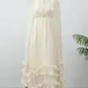 S1d632e2b49e74dd29f51a76ec4367f27N.webp Women Solid Ruffle Maxi Dress Fashion Lapel V-neck Sleeveless Pleated High Waist Chic Dresses 2025 Summer Lady Vacation Robes