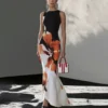2026 Spring new women's clothing European and American cross-border dresses Fashionable and elegant slim-fit waist-cinching print