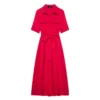 S1f7665214d484baeb5d5c6b4e445b9daf.webp Slimming Independent Station Dress Strap Design Casual Polo Collar Ankle-Length Polyester Fiber Full Sleeve Women's Dress