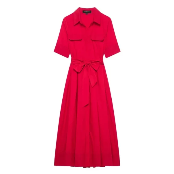 S1f7665214d484baeb5d5c6b4e445b9daf.webp Slimming Independent Station Dress Strap Design Casual Polo Collar Ankle-Length Polyester Fiber Full Sleeve Women's Dress