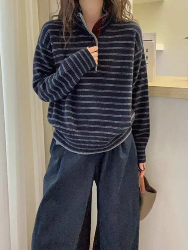 S2261ecda80124e1da92dce9f8f18172d5.webp Slim stripe simple new top loose cashmere sweater lazy wind winter commuter sweater long sleeve