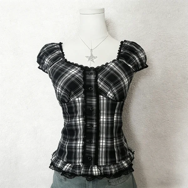 S22dc2274633e43018fb79c2b18ebbb6di.webp Y2K Gothic style aesthetic tops square neck womens style retro Harajuku fashion casual fairy style sweet and cute emotional girl