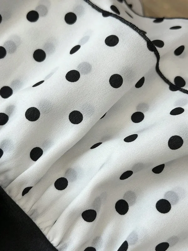 S24d64805dde9443f8d306203233f3f2dT.webp French-Style Retro Lace Patchwork Color-Blocked Bow Polka Dot Camisole Sweet Youthful Stylish Slimming Vacation High-End Top for Women Women's Clothing