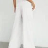 Women's Solid Color Loose Wide Leg Pants Casual Drawstring Straight Pants Pocket Casual Pants Trousers Loose High Waisted Pants