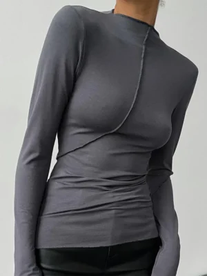 S2c53baee9e1e4905bb122b8043cb28a6Z.webp 2025 Turtleneck Y2K Long Sleeve T Shirts Women White Autumn Winter Casual Black Basic Gray Sexy Tops 90s Fashion Vintage