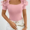 S2e8d4b96003e4669967acb2816491092W.webp Fashionable ruffled T-shirt for women, short-sleeved, summer chic top, tight and slimming, elegant little shirt trend