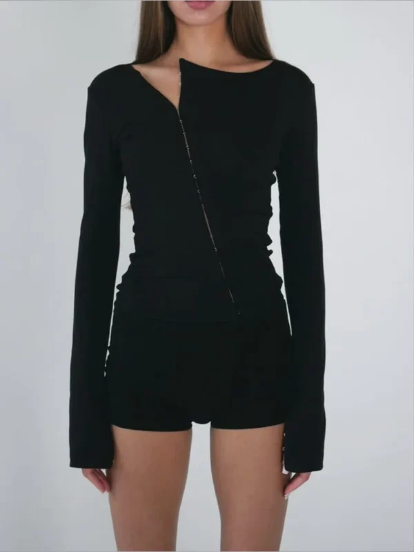 Fashion Single Breasted Shirt Women Casual Lady Solid Long Sleeve Hollow-out Split Bodycon Top 2026 Spring Daily Highstreet Tops