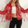 S38db87d151b7436697e991a1d71e774da.webp 2025 New Fashion Women Disco Cowgirl Jacket Lightweight Casual Sequin Tassels Long Sleeves Cardigan Coat for Outwear Streetwear