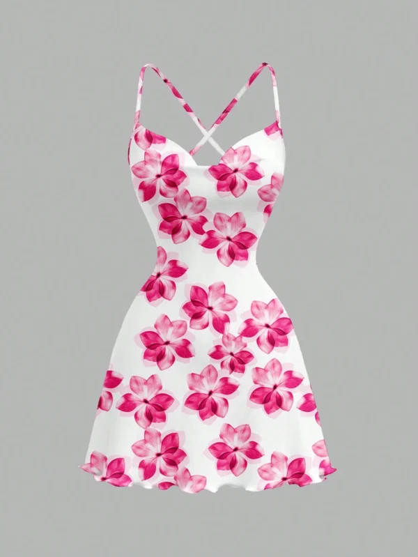 Women's Spring/Summer Casual Vacation Party Beach Off-Shoulder Backless Floral Print A-line Dress