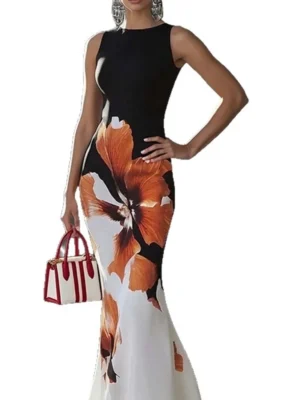 S3a65e86eb99840129e31ecb050bda0c2h.webp 2026 Spring new women's clothing European and American cross-border dresses Fashionable and elegant slim-fit waist-cinching print