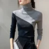 S3fc5d97e632e43348fb8969369db1b62j.webp Luxurious Bodycon Office Lady T-Shirts Winter New Slim Sweater Women Panelled Bottom Layer Long Sleeve Elegant Comfortable Tops