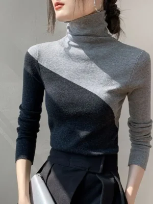 S3fc5d97e632e43348fb8969369db1b62j.webp Luxurious Bodycon Office Lady T-Shirts Winter New Slim Sweater Women Panelled Bottom Layer Long Sleeve Elegant Comfortable Tops