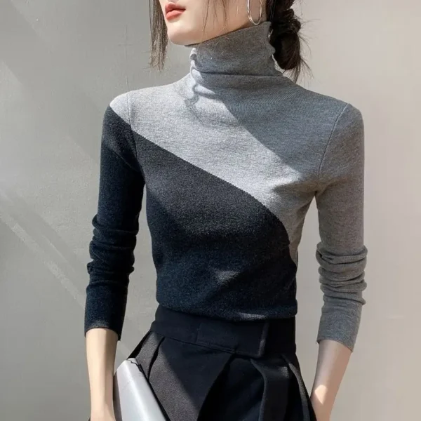 S3fc5d97e632e43348fb8969369db1b62j.webp Luxurious Bodycon Office Lady T-Shirts Winter New Slim Sweater Women Panelled Bottom Layer Long Sleeve Elegant Comfortable Tops