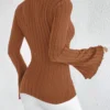 S4410b1de0ee5440882787e6c56825d76w.webp Women's V-neck Long-sleeved Slim Fit Striped T-shirt Knitted Bottoming Shirt for Fall And Winter Sexy Knit Top