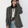 S46d6cb5371734ec783ac93af44b8b5d9n.webp CHIC VEN Women's Woolen Blazer Loose Retro Single Breasted Female Jacket Mid Length Plaid Coat for Woman Autumn Winter 2024