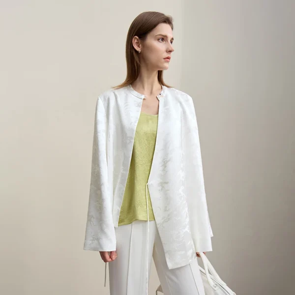 S4a06b42bf75f4b6bb780d8a678dc0d52F.webp Amii Women's Jacket 2026 Spring New Elegant Jacquard Tie Front Coat O-Neck Loose Asymmetric Placket Long Sleeve Tops