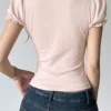S52784a9c00e6495dba8b43fa919d10bbc.webp Sweet Button-up Top Women's Summer Cute Slim-fitting Contrast Lace Stitching Bow Square Collar T-shirts Y2K Korean Tees