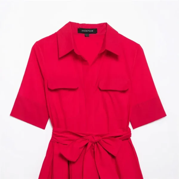 S54188ebacb29485f9e4e29b397f65c02O.webp Slimming Independent Station Dress Strap Design Casual Polo Collar Ankle-Length Polyester Fiber Full Sleeve Women's Dress
