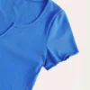 S596081c8a2984e0b924219700f7307bbX.webp Notched Neck Lettuce Trim Crop T-shirt Casual Short Sleeve Crop Top For Spring & Summer Women's Clothing