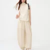 S5aacbdd120d242ae97cd5de6e12a2004h.webp FSLE 2026 Summer Women's High Waist Pleated Straight Leg Pants with Elasticized Hem for Office Commute and Casual Daily Wear